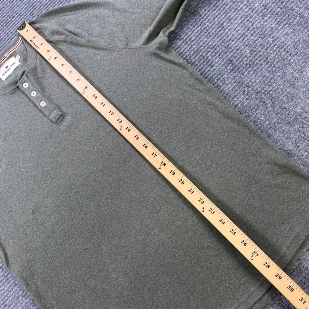 The Normal Brand Mens Large Olive Green Long Sleeve Raglan Henley Shirt Casual - Picture 9 of 11